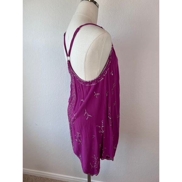 Free People Beaded Sequin Tunic Dress Purple size Medium - Picture 5 of 9